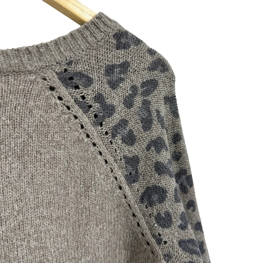 REBECCA TAYLOR Sweater Animal Print Wool Cashmere Nylon Pullover Brown - Picture 6 of 8